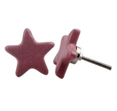 Pink Star Crackle Ceramic Knob